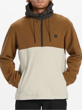 NWT Billabong Men's Boundary 1/2 Zip Pullover in Two Tine Dark Grey & Lime